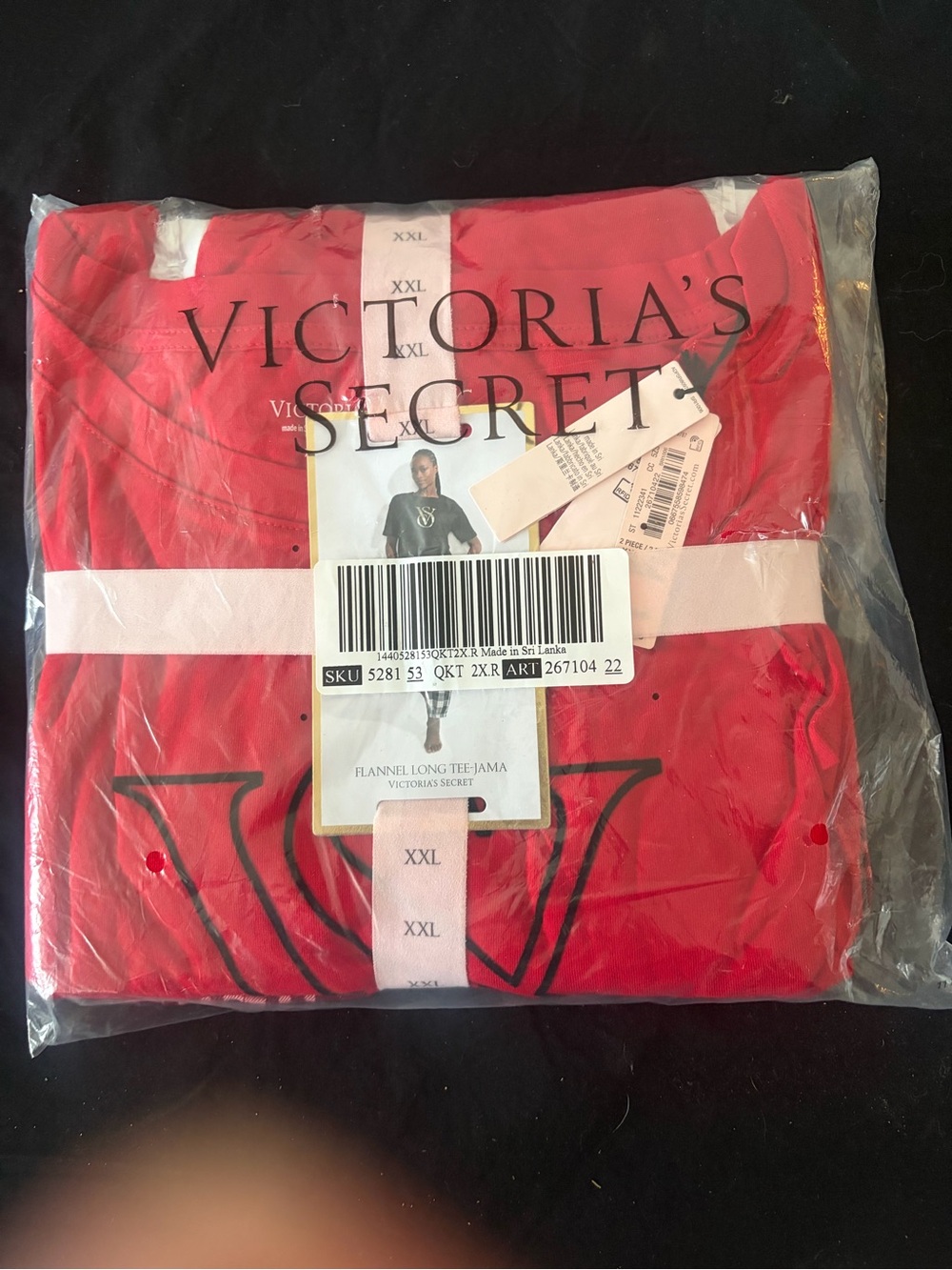 Victoria's Secret Red Long Sleeve Flannel Tee - Picture 2 of 4